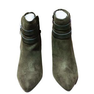 NEW Rogue women olive velvet ankle pointed boots Size 10